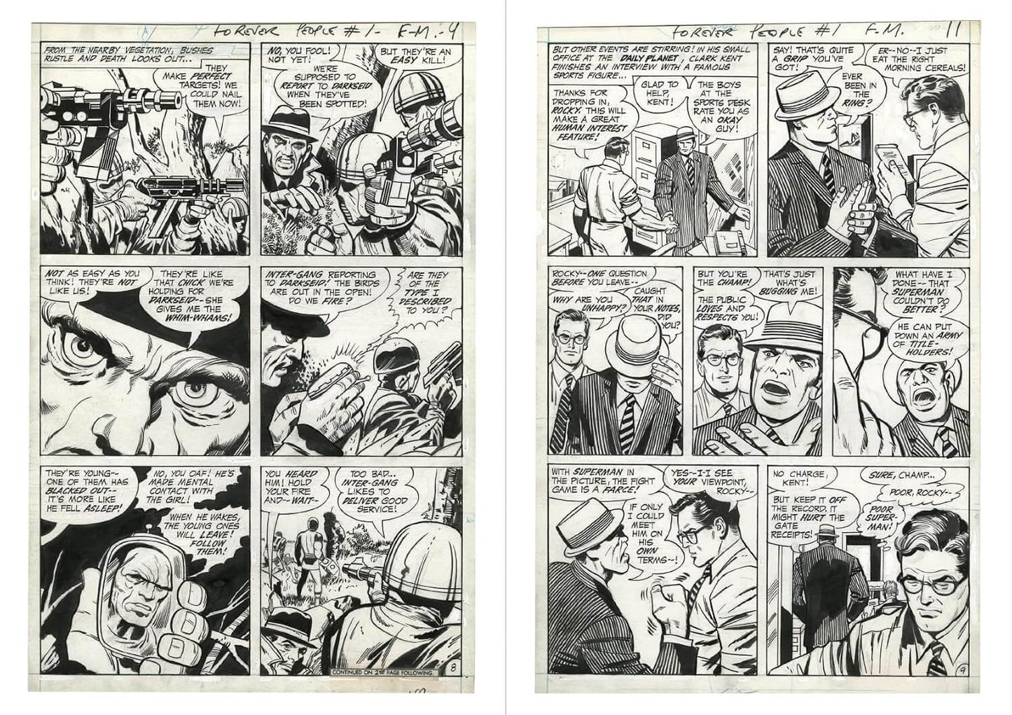 Comic book page with black and white illustrations and text bubbles.