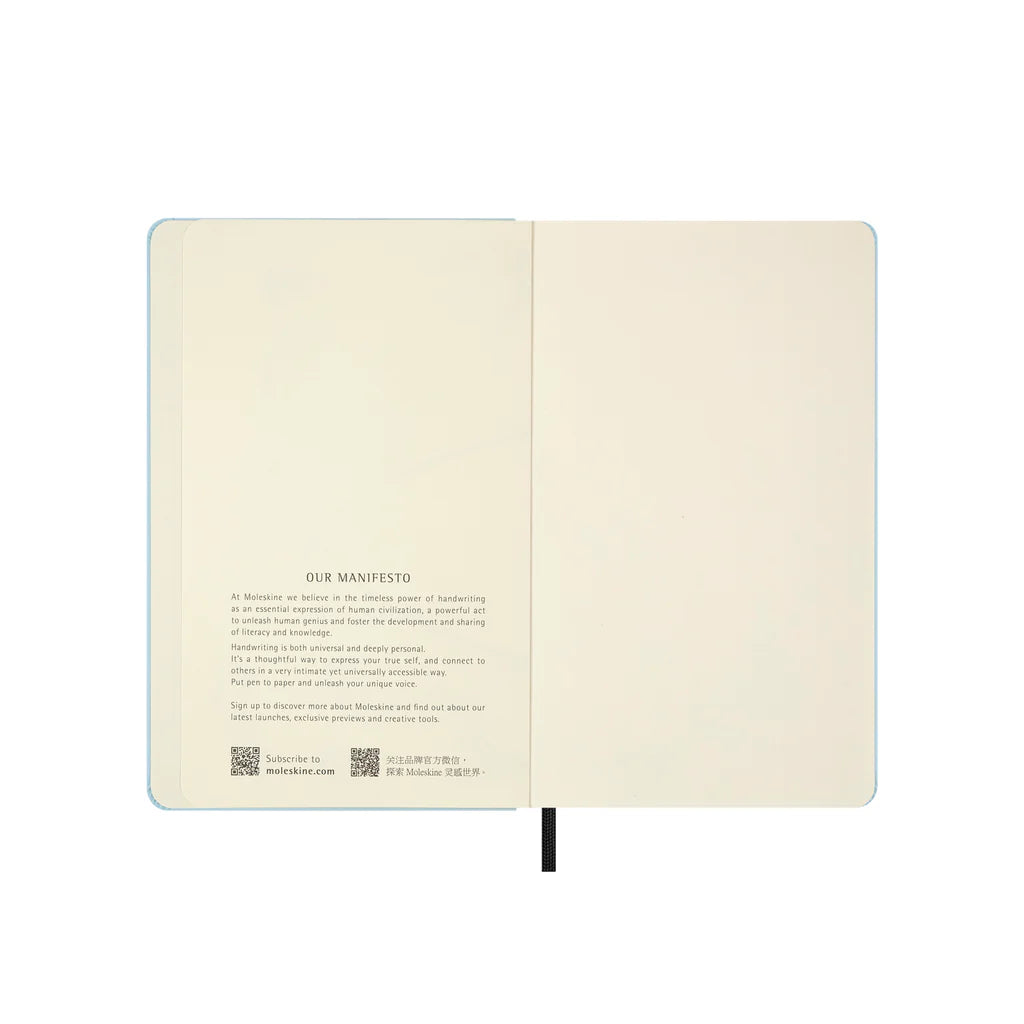 Open notebook with text on a white background