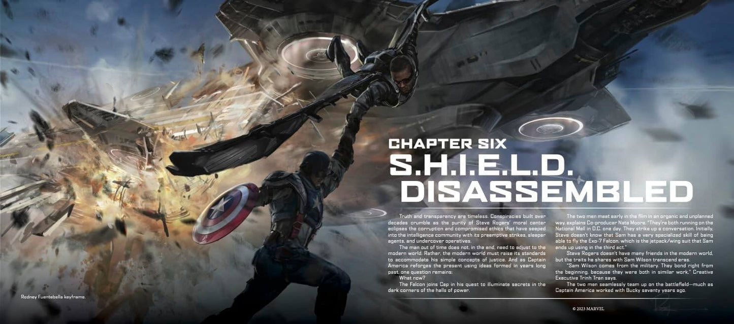 Comic book cover with superhero character and text 'S.H.I.E.L.D. Disassembled' amidst destruction.