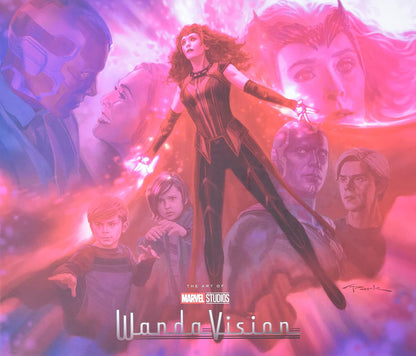Cover of the 'MARVELS WANDAVISION ART SERIES HC' book featuring a collage of various characters and scenes from the Marvel series 'WandaVision'.
