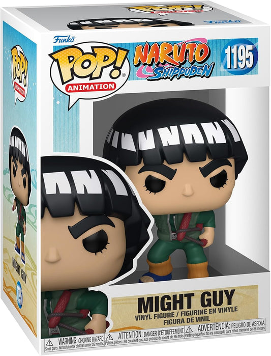 Funko Pop! vinyl figure packaging for Naruto with 'Might Guy' on a white background
