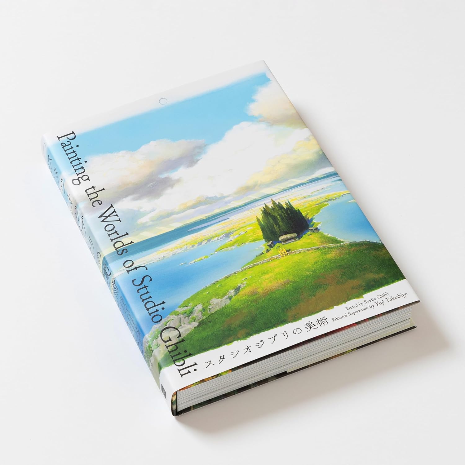 Book titled 'Painting the Worlds of Studio Ghibli' with a scenic cover on a white background