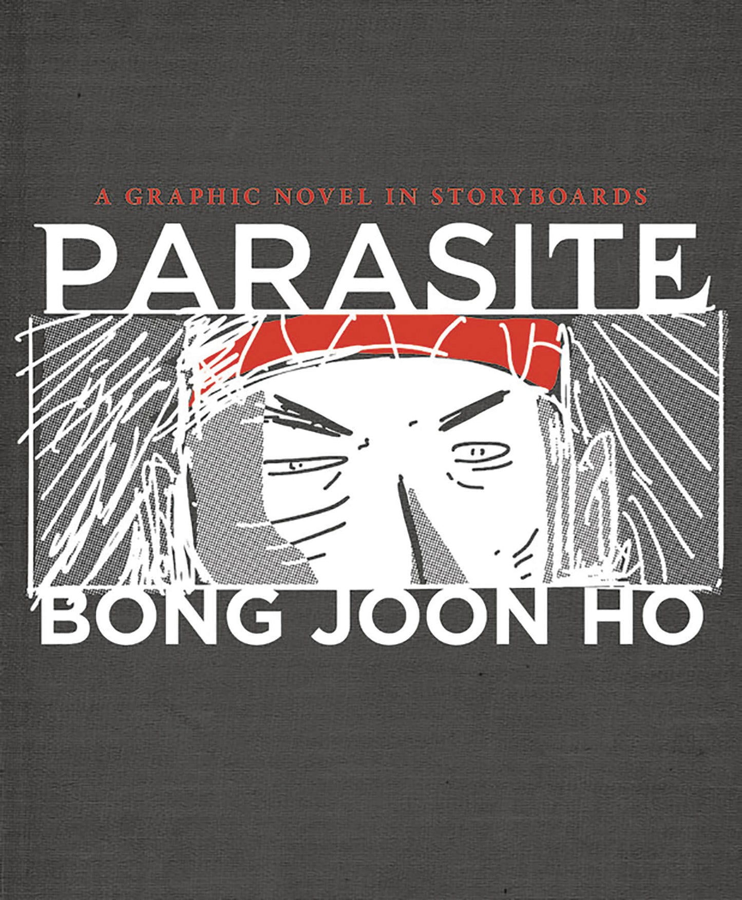 Cover of the graphic novel 'Parasite' showing a stylized illustration of a character with a red headband and a grey sweatshirt, with the title 'BONG JOON HO' and the word 'PARASITE' prominently displayed.