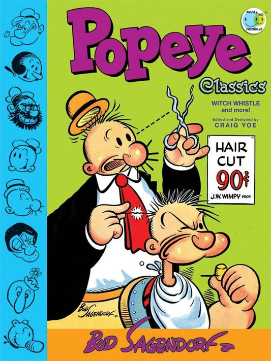 Book cover of 'Popeye Classics' featuring Popeye and Olive Oyl with colorful design.