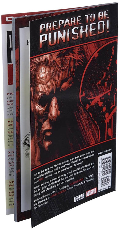 Comic book with a dark cover featuring a character and text 'Prepare to be Punished!' on a black background.