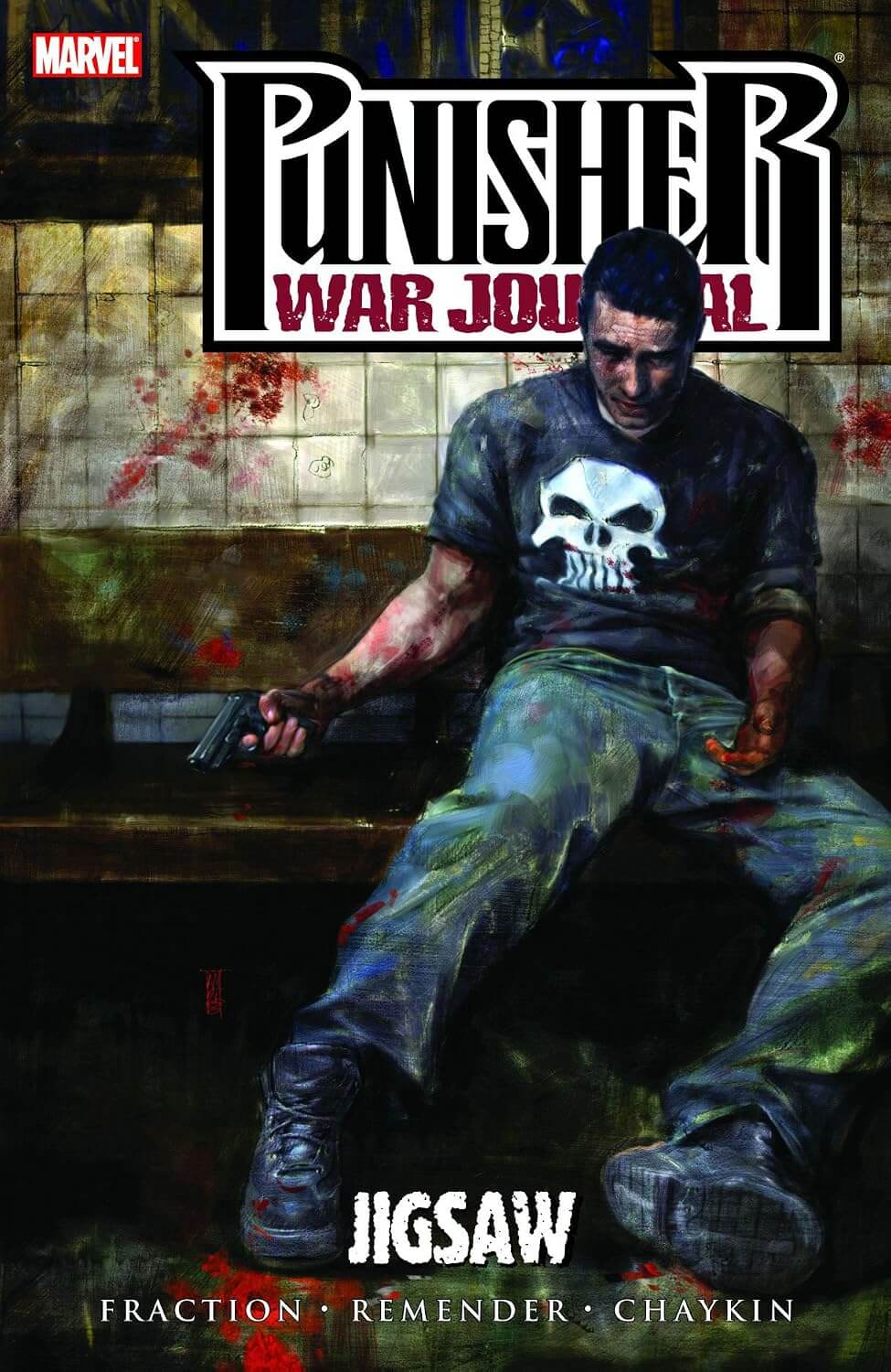 Punisher War Journal Jigsaw comic book cover featuring a painted depiction of the character sitting on a bench, with the title 'Punisher War Journal' at the top and 'Jigsaw' at the bottom.