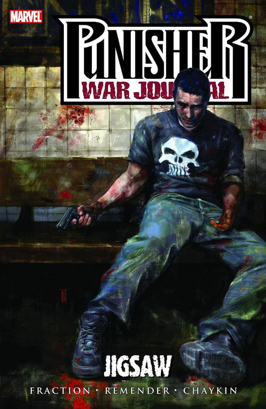 Punisher War Journal Jigsaw comic book cover featuring a painted depiction of the character sitting on a bench, with the title 'Punisher War Journal' at the top and 'Jigsaw' at the bottom.