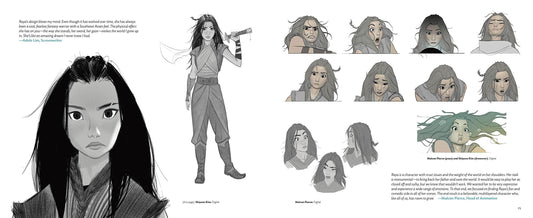 Character design illustration with a central figure and multiple hairstyles displayed.