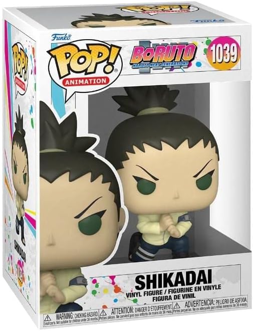 Funko Pop! vinyl figure packaging for Shikadai from Boruto with colorful branding.