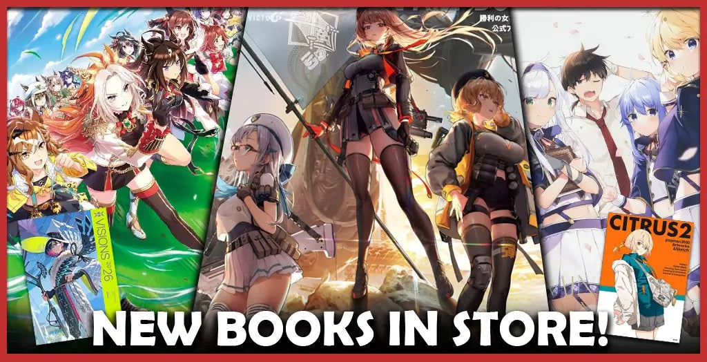 Promotional banner for new books in store featuring animated characters from nikke visions, citrus