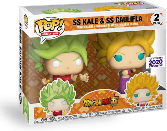 Funko Pop! Animation packaging for SS Kale & SS Caulifla figures from Dragon Ball Super, limited edition 2020 release.