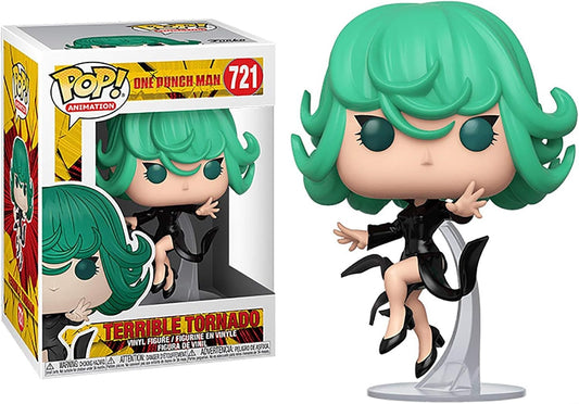 Funko Pop! vinyl figure of a character with green hair and black outfit next to its packaging