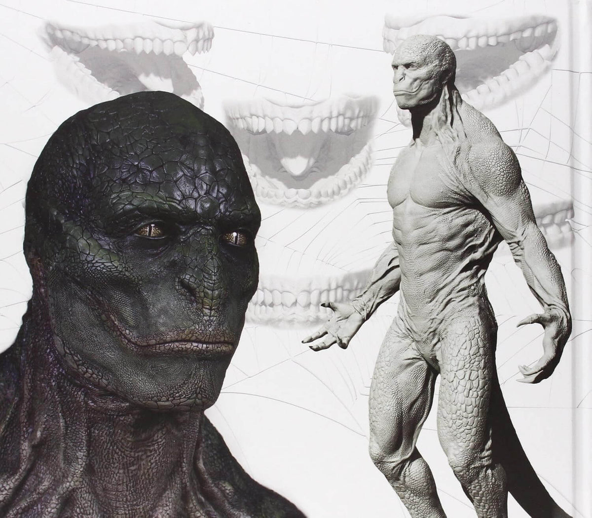 Two creature-like figures with a stylized background