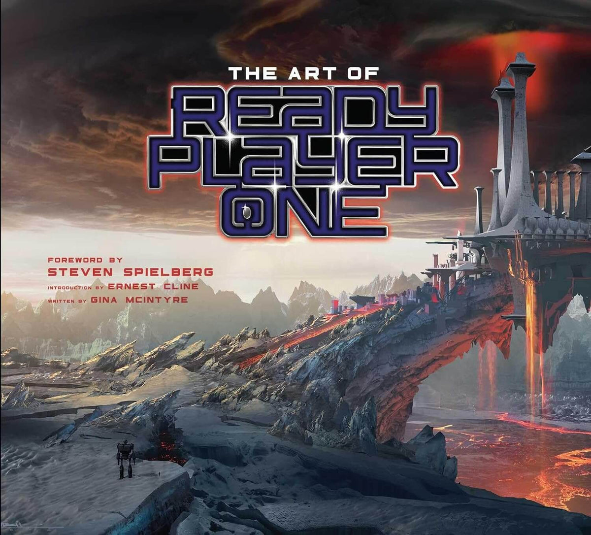 Cover of 'The Art of Ready Player One' book featuring a stylized illustration of a futuristic cityscape with a large, looming castle-like structure in the background, set against a dramatic sky background.
