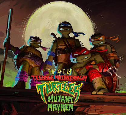 Cover art featuring animated characters from Teenage Mutant Ninja Turtles: Mutant Mayhem, including the main characters in action pose against a dramatic moonlit sky background.