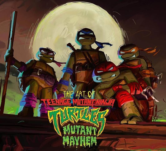 Cover art featuring animated characters from Teenage Mutant Ninja Turtles: Mutant Mayhem, including the main characters in action pose against a dramatic moonlit sky background.