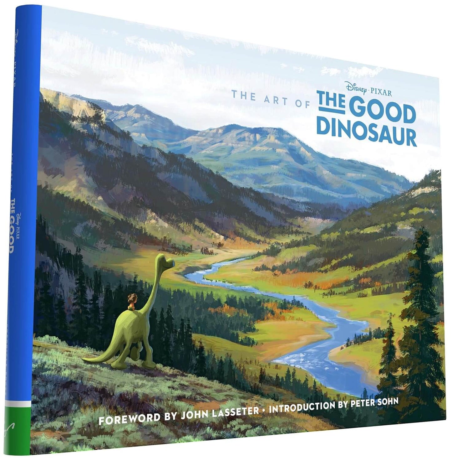 Book cover of 'The Art of The Good Dinosaur' with a dinosaur and mountain landscape illustration.