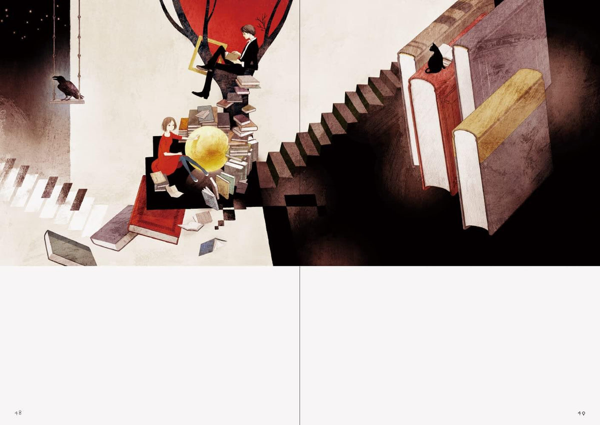 Abstract art with geometric shapes and figures on a white background