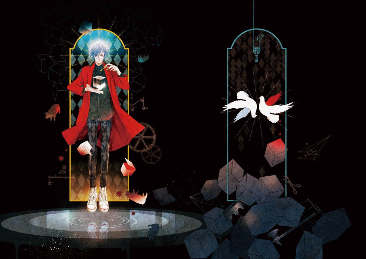 Animated character in a red outfit with a dark background