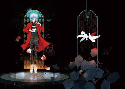 Animated character in a red outfit with a dark background