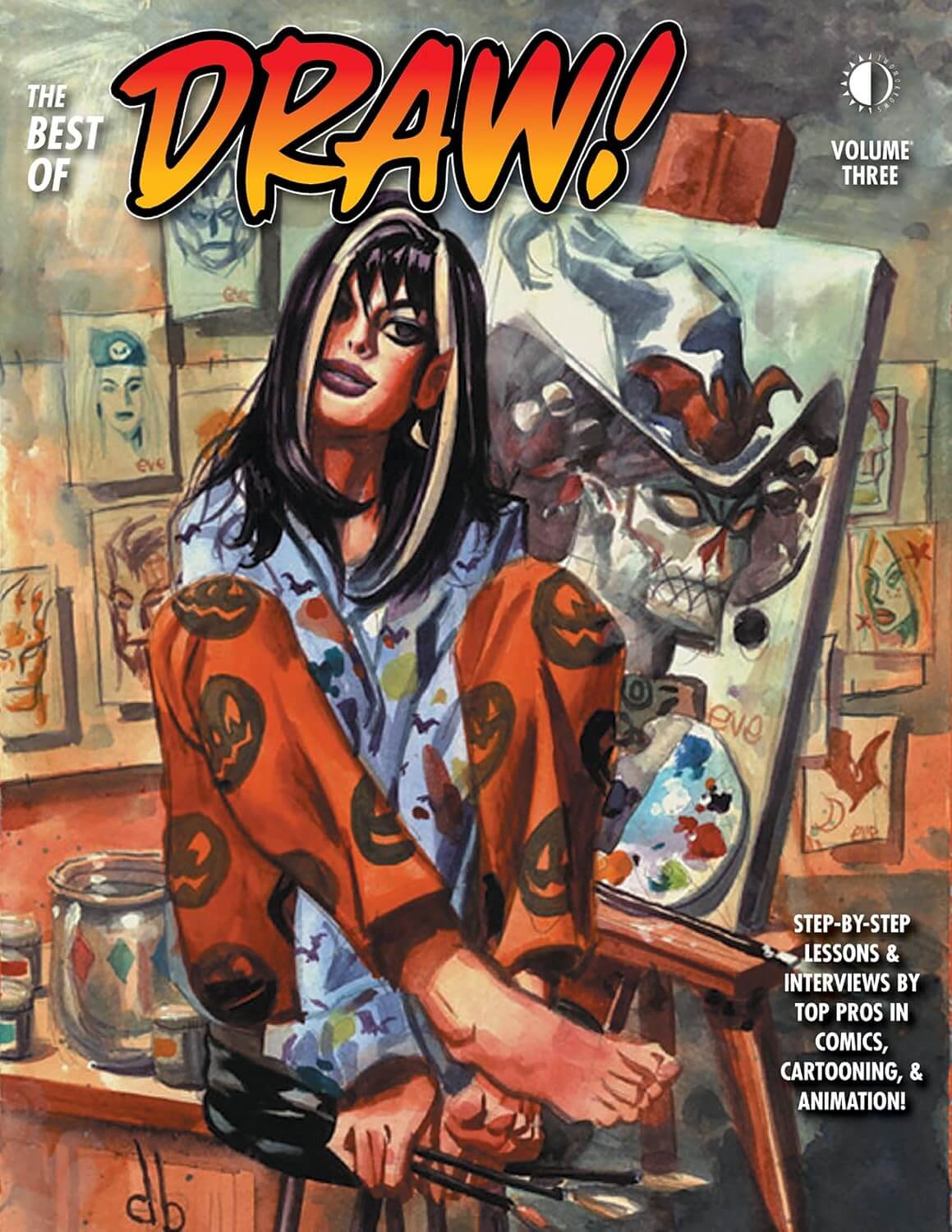 Book cover of 'The Best of Draw! Volume Three' featuring an artist in a studio.