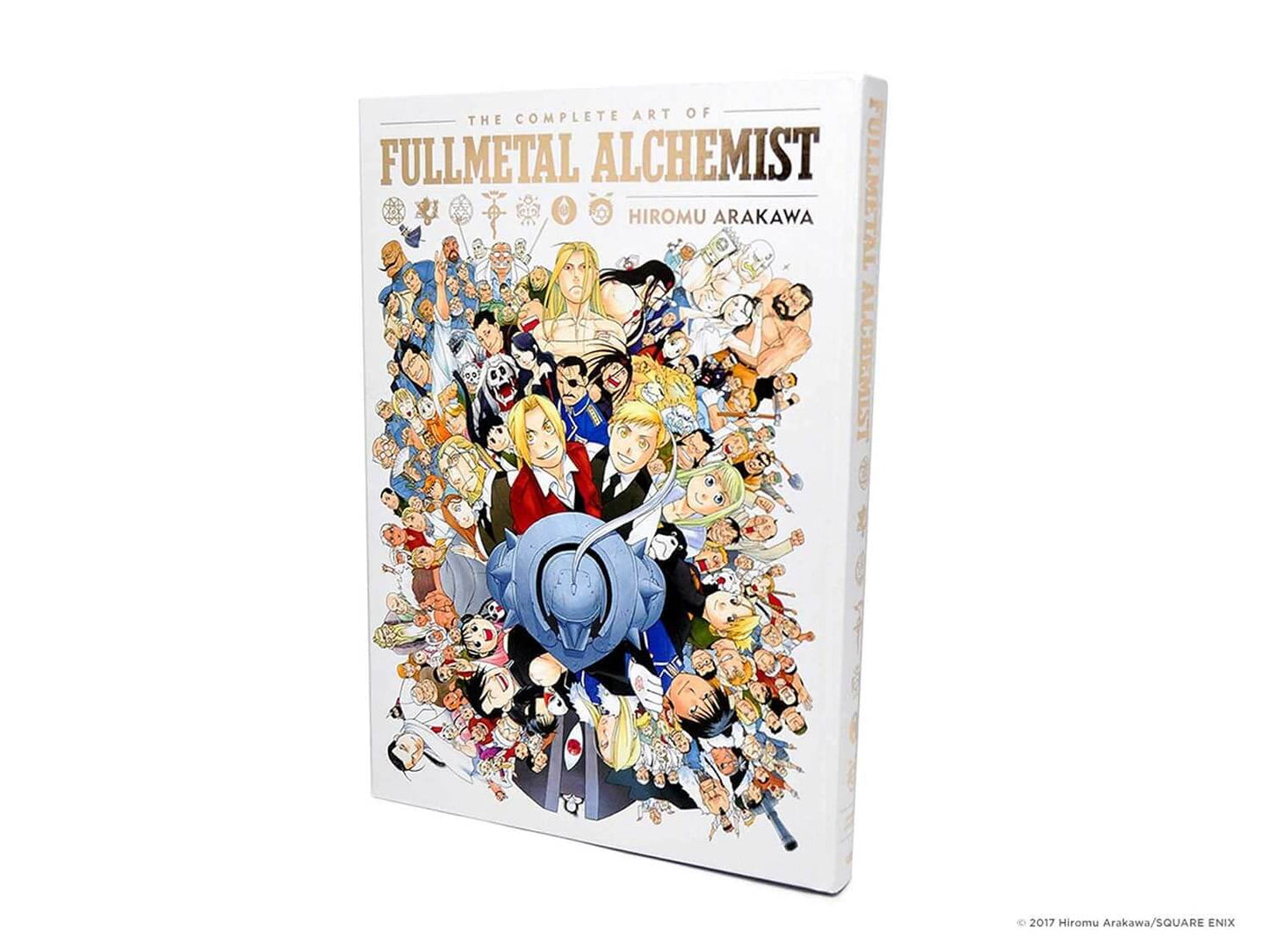 The Complete Art of Fullmetal Alchemist hardcover book by Hiromu Arakawa, featuring a detailed character illustration on the front cover and spine, shown on a clean white background.