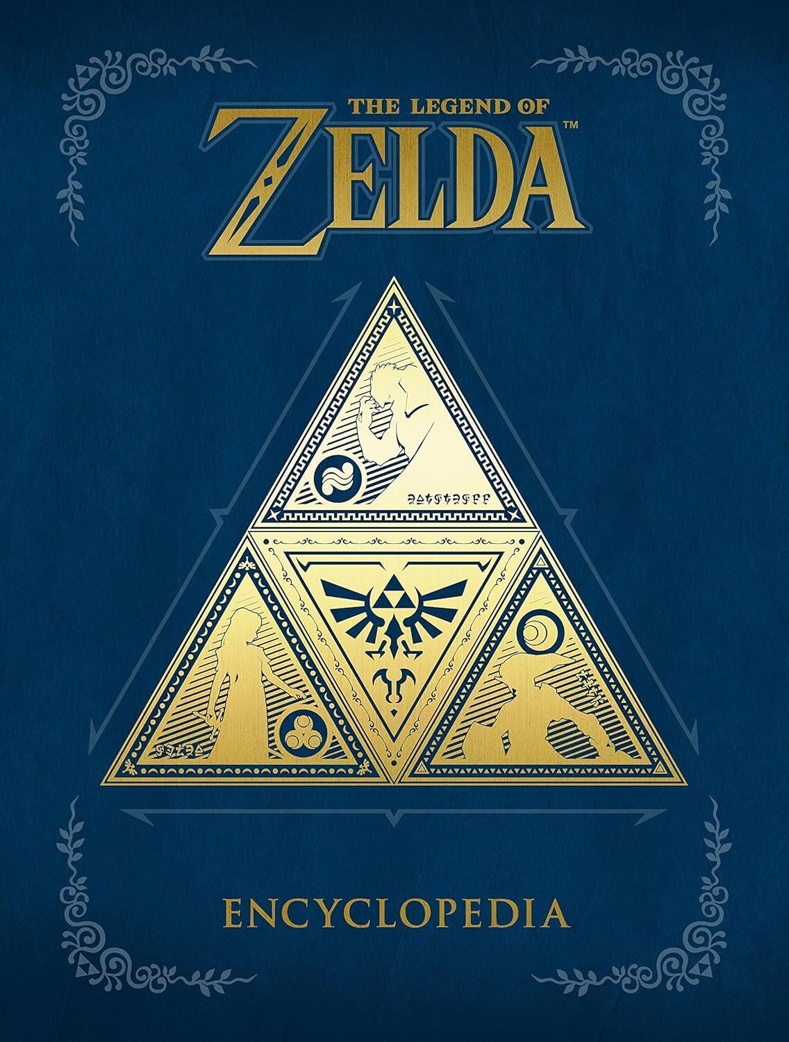 Cover of 'The Legend of Zelda Encyclopedia' featuring a geometric design with characters and symbols related to the game.