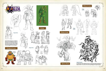 Character design sheet from The Legend of Zelda series with various characters and their names.