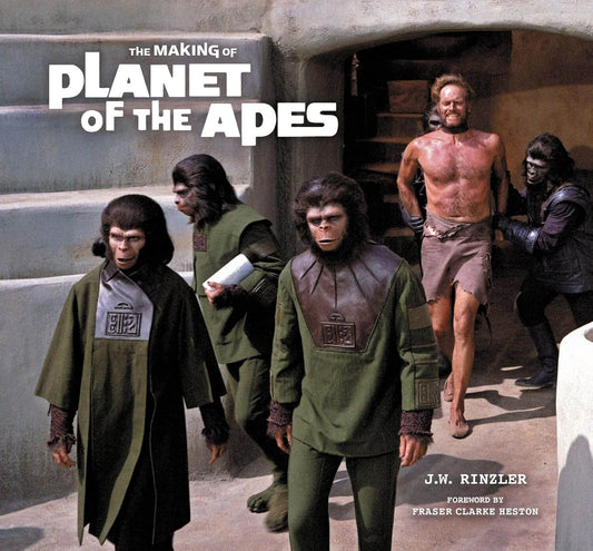 Book cover of 'The Making of Planet of the Apes' with actors in costume on a film set.