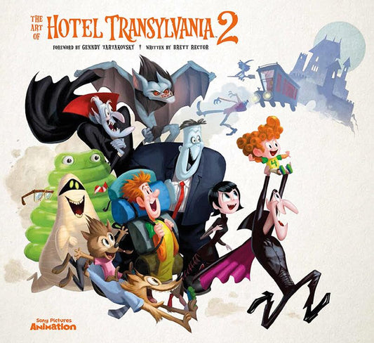 Cover of 'The Art of Hotel Transylvania 2' featuring animated characters from the movie.