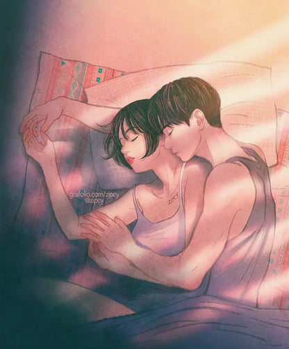 Close-up interior illustration from Touch by Zipcy focusing on gentle touch and hands.