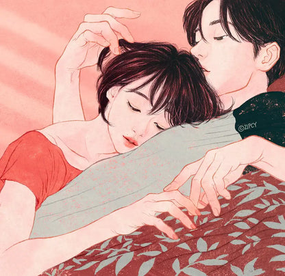 Interior art preview from Touch by Zipcy featuring a quiet, resting moment between a couple.