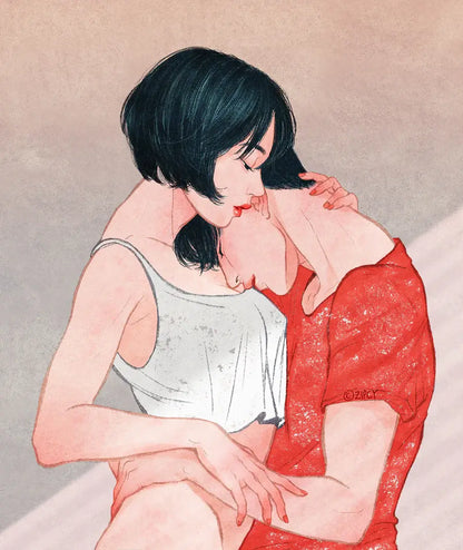 Interior page preview from Touch by Zipcy showcasing expressive romantic illustration.