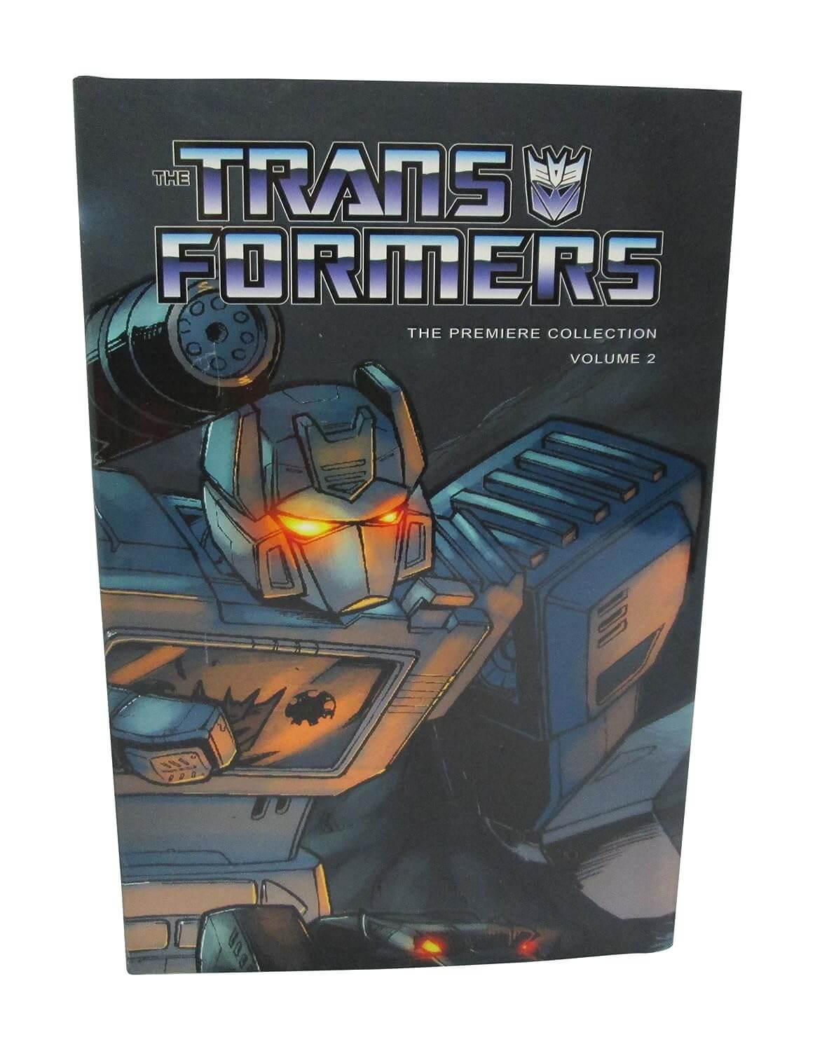 Transformers: The Premiere Collection Volume 2 comic book cover, featuring Optimus Prime with glowing orange eyes on a dark background.