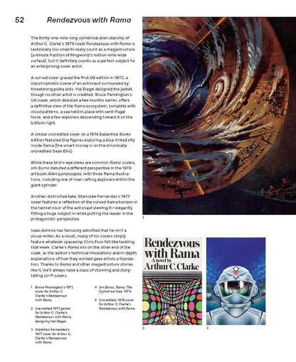 A printed page from a book or magazine showing an article about the novel 'Rendezvous with Rama' by Arthur C. Clarke.