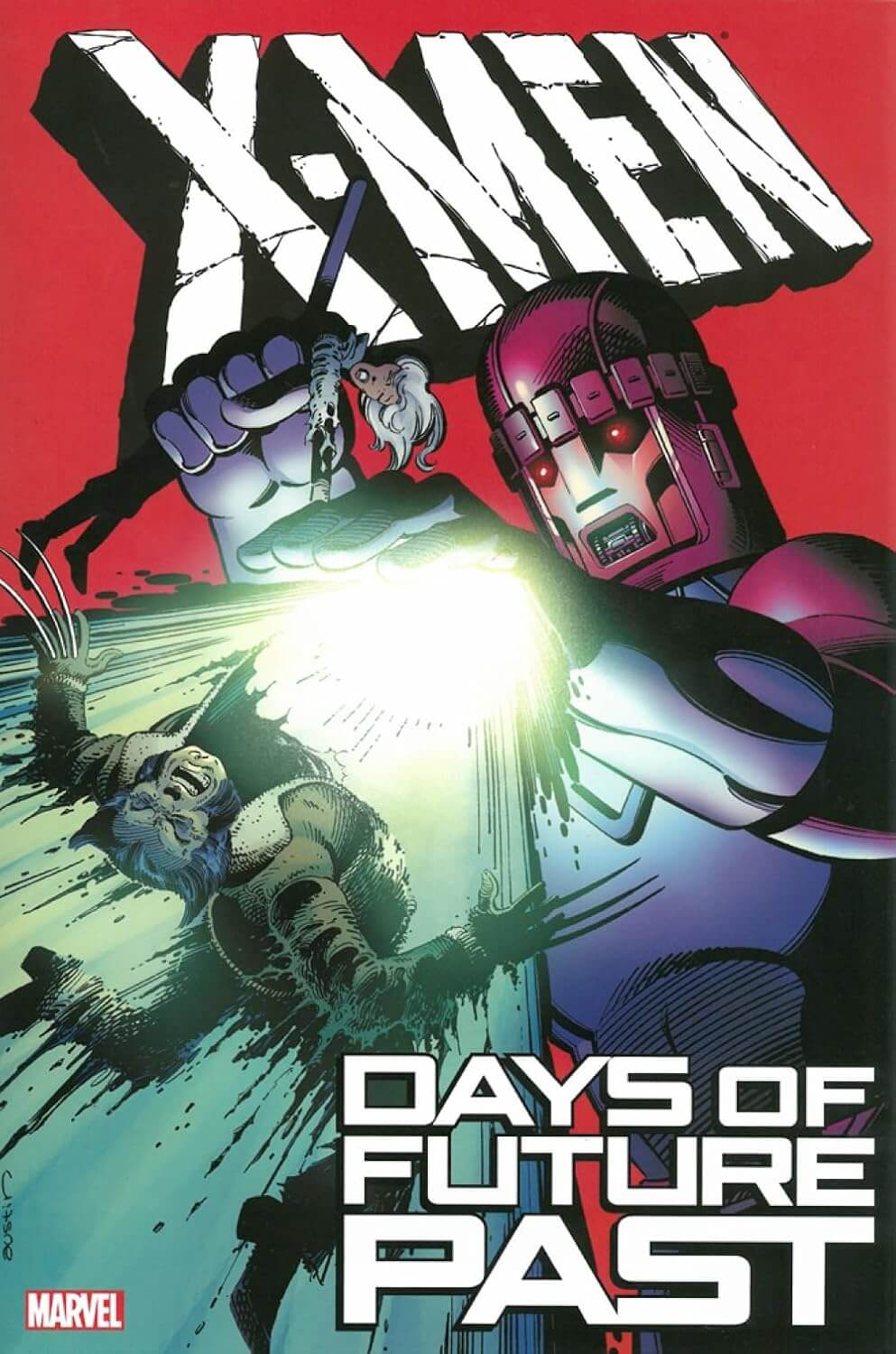 Comic book cover for X-Men: Days of Future Past, featuring a dynamic illustrated battle scene with a bright glowing burst in the center, bold white title text, and the Marvel logo in the lower left.