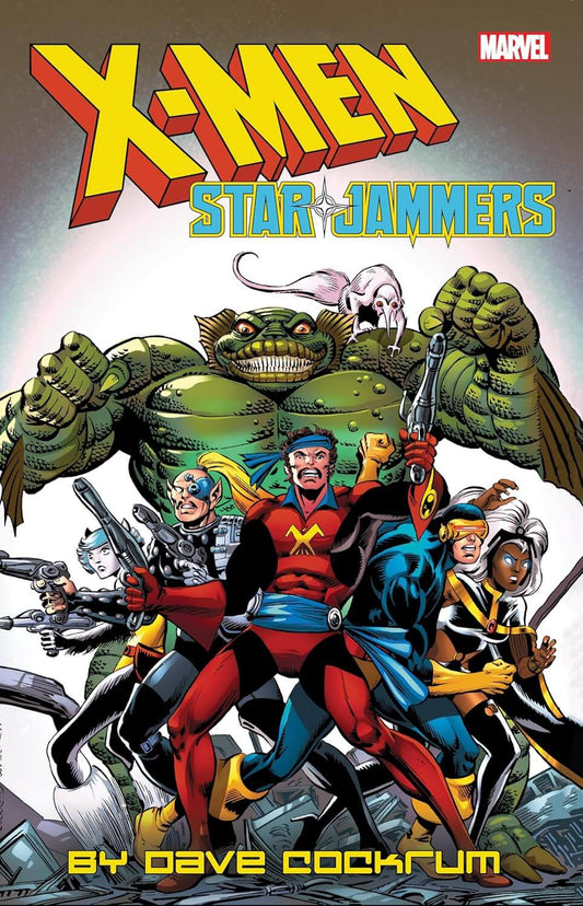 Front cover of the Marvel comic book 'X-Men: Star Jammers' by Dave Cockrum, featuring a dynamic group illustration of X-Men characters including Wolverine, Cyclops, Jean Grey, and others against a dramatic background.
