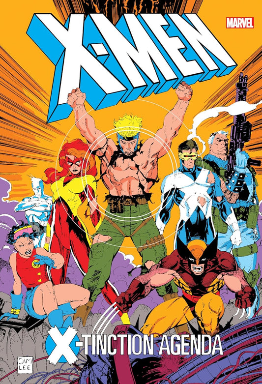 Comic book cover featuring X-Men characters with vibrant colors and dynamic poses.