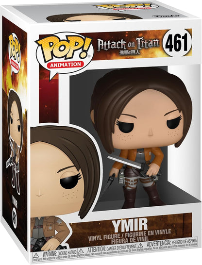 Funko Pop! vinyl figure packaging of Ymir from Attack on Titan, with Pop! Animation logo.