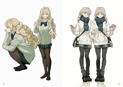 Two animated characters in winter clothing with scarves and hats.