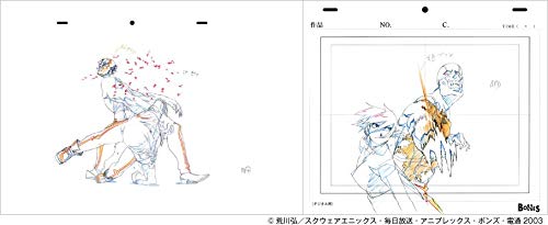 Original animation production drawings an anime series showing sketched characters on white sheets with printed headers and footnotes.