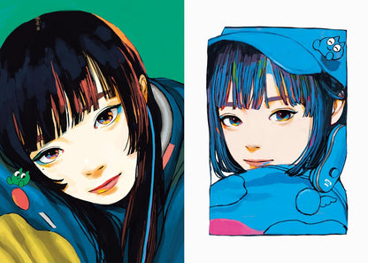 Two anime-style character illustrations with colorful backgrounds