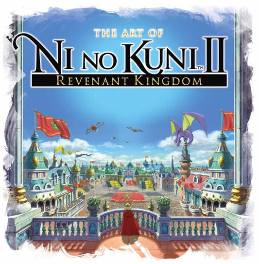 Cover of 'The Art of Ni no Kuni II: Revenant Kingdom' book featuring colorful illustrations of characters and fantastical elements.