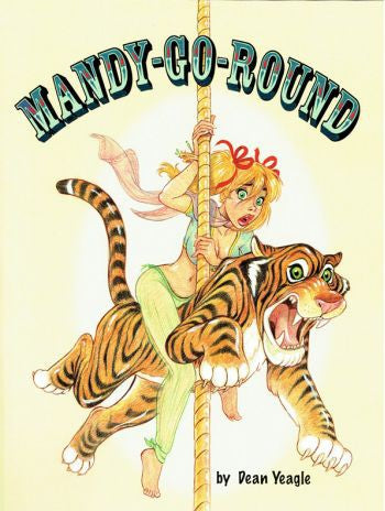 Cover of the sketch book 'Mandy Go Round' featuring an illustration of a female character in a green dress riding on a tiger's back.
