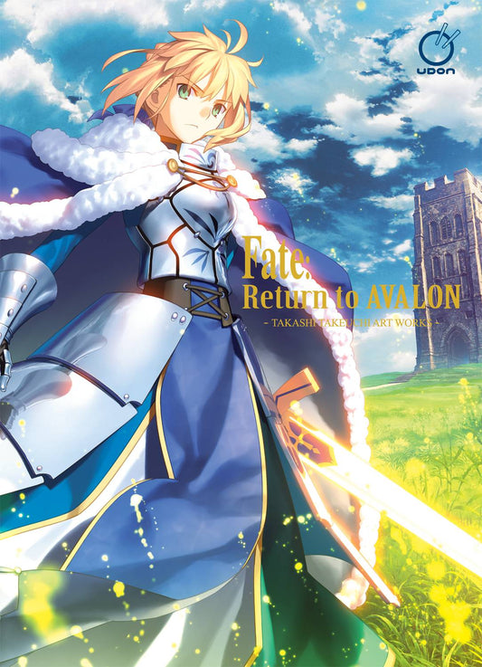 Cover of the book 'FATE RETURN TO AVALON' featuring an illustration of a character in armor riding a horse against a fantasy backdrop.