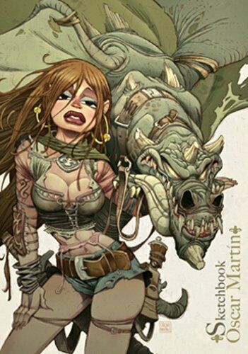 Cover of the 'Oscar Martin Sketchbook HC' featuring an illustrated character with anthropomorphic animal features, holding a dragon-like creature.