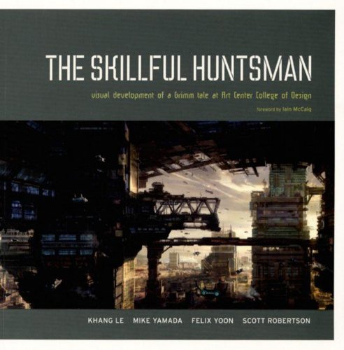 Cover of the book 'The Skillful Huntsman' featuring a dark, moody illustration of a character in a forlorn, industrial setting.